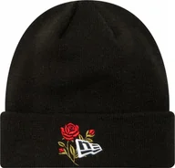 Czapki damskie - New Era New Era Rose Icon Cuff Knit Beanie Hat 60580728 Czarne OSFM - miniaturka - grafika 1