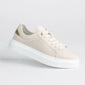 Półbuty damskie - Półbuty damskie skóra naturalna ażurek GOODIN GD-XF-175 beż lekkie 37 - miniaturka - grafika 1