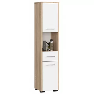 SŁUPEK REGAŁ ŁAZIENKOWY FIN 2D 1SZ 1W SONOMA / BIAŁY - Szafki łazienkowe - miniaturka - grafika 1