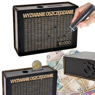 SKARBONKA WYKREŚLANA PREZENT CEL 10000 PERSONALIZACJA CZARNA WYZWANIE OSZCZĘDZANIE - Skarbonki SKARBONKA WYKREŚLANA PREZENT CEL 10000 PERSONALIZACJA CZARNA WYZWANIE OSZCZĘDZANIE - Skarbonki - miniaturka - grafika 1