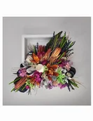 Dekoracje domu - Elegancka kompozycja z suszonych kwiatów w ramie - miniaturka - grafika 1