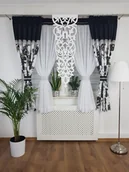 Firany - Modny zestaw zasłon, firan oraz panelu ażurowego- czarny - miniaturka - grafika 1