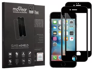 movear 2 szt. Szkło Hartowane 3D Apple iPhone 6 / 6s (4.7") na Cały Ekran GLASS mSHIELD 3D PRO czarne pyłoszczelne pełny klej A0IP6G3P14ABK2 - Szkła hartowane na telefon - miniaturka - grafika 1