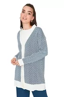 Swetry damskie - Trendyol Damskie skromne regularne podstawowe dzianina z dekoltem w serek skromne kardigany, granatowy, S - miniaturka - grafika 1