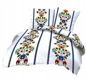 Pościel - pościel bawełna lux 160x200 + 2 poszewka B 257-9 łowicz niebieski jasny pas - miniaturka - grafika 1