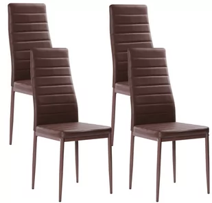 4szt x Nowoczesne skórzane krzesła pikowane - 258 - brązowe - Krzesła - miniaturka - grafika 1