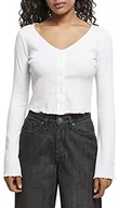 Bluzy damskie - Urban Classics Damska bluza z kapturem typu cropped Rib Cardigan, biały, 4XL - miniaturka - grafika 1