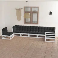 Meble ogrodowe - vidaXL 7-cz. zestaw wypoczynkowy do ogrodu, z poduszkami, lita sosna 3076645 - miniaturka - grafika 1