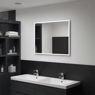 vidaXL Ścienne lustro łazienkowe z LED, 80 x 60 cm - Lustra - miniaturka - grafika 1