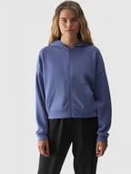 Bluzy sportowe damskie - Damska bluza dresowa rozpinana 4F 4FWAW24TSWSF1341 - niebieska - miniaturka - grafika 1