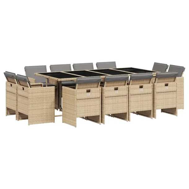 Zestaw Mebli Ogrodowych Rattan PE, Stół 220x106x73 cm, Krzesła 50,5x54x7
