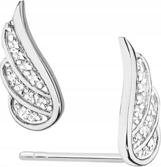 Kolczyki z białego złota 585 skrzydełka diamenty elegancki wzór dla niej