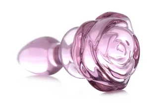 Korki analne - Booty Sparks Pink Rose Glass Anal Plug Small - grafika 1