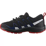 Buty dla chłopców - Salomon Dziecięce buty Xa Pro V8 do biegania w terenie, uniseks, Black Lapis Blue Fiery Red, 34 EU - miniaturka - grafika 1