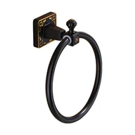 Wieszaki łazienkowe - Aluminiowy wieszak na ręczniki, pierścień na ręczniki do łazienki, montaż z wierceniem lub bez, czarny, 16,3 * 16,3 cm - miniaturka - grafika 1