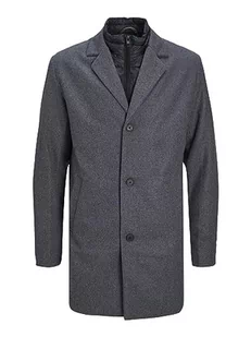 JACK & JONES Płaszcz męski, mieszanka wełny, szary melanż, L - Płaszcze męskie - miniaturka - grafika 1