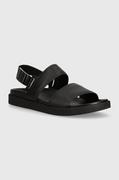 Sandały męskie - Calvin Klein sandały skórzane BACK STRAP W/ ICONIC PLAQUE męskie kolor czarny HM0HM01383 - miniaturka - grafika 1