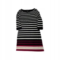 Sukienki - Sukienka damska rękaw paski WHITE BLACK M - miniaturka - grafika 1