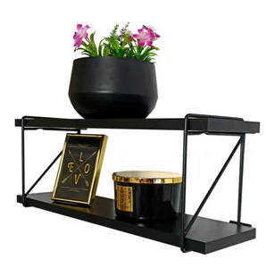 Czarna industrialna półka ścienna z metalowym uchwytem S2-B54 - Półki do salonu Czarna industrialna półka ścienna z metalowym uchwytem S2-B54 - Półki do salonu - miniaturka - grafika 1