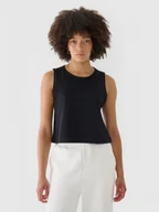Koszulki sportowe damskie - Damski crop top 4F 4FRAW24TSLEF183 - czarny - miniaturka - grafika 1