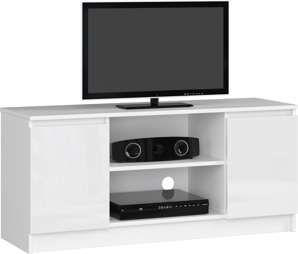 Elior Biała szafka pod telewizor w połysku - Darius 4X 120 cm