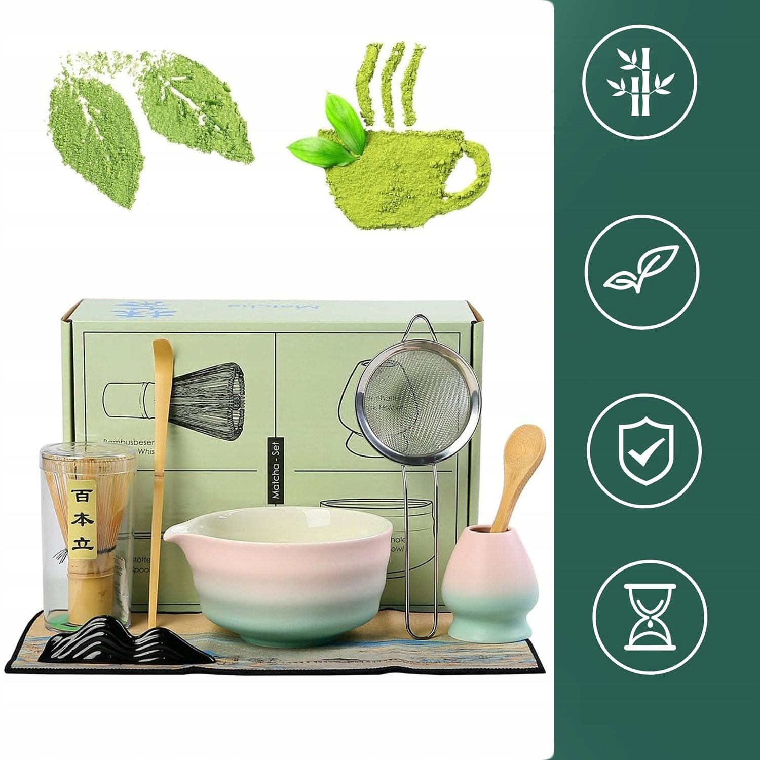 Różowy Zestaw Matcha, Zestaw Do Ceremonii Matcha, Zestaw 8 Szt Do Matchy