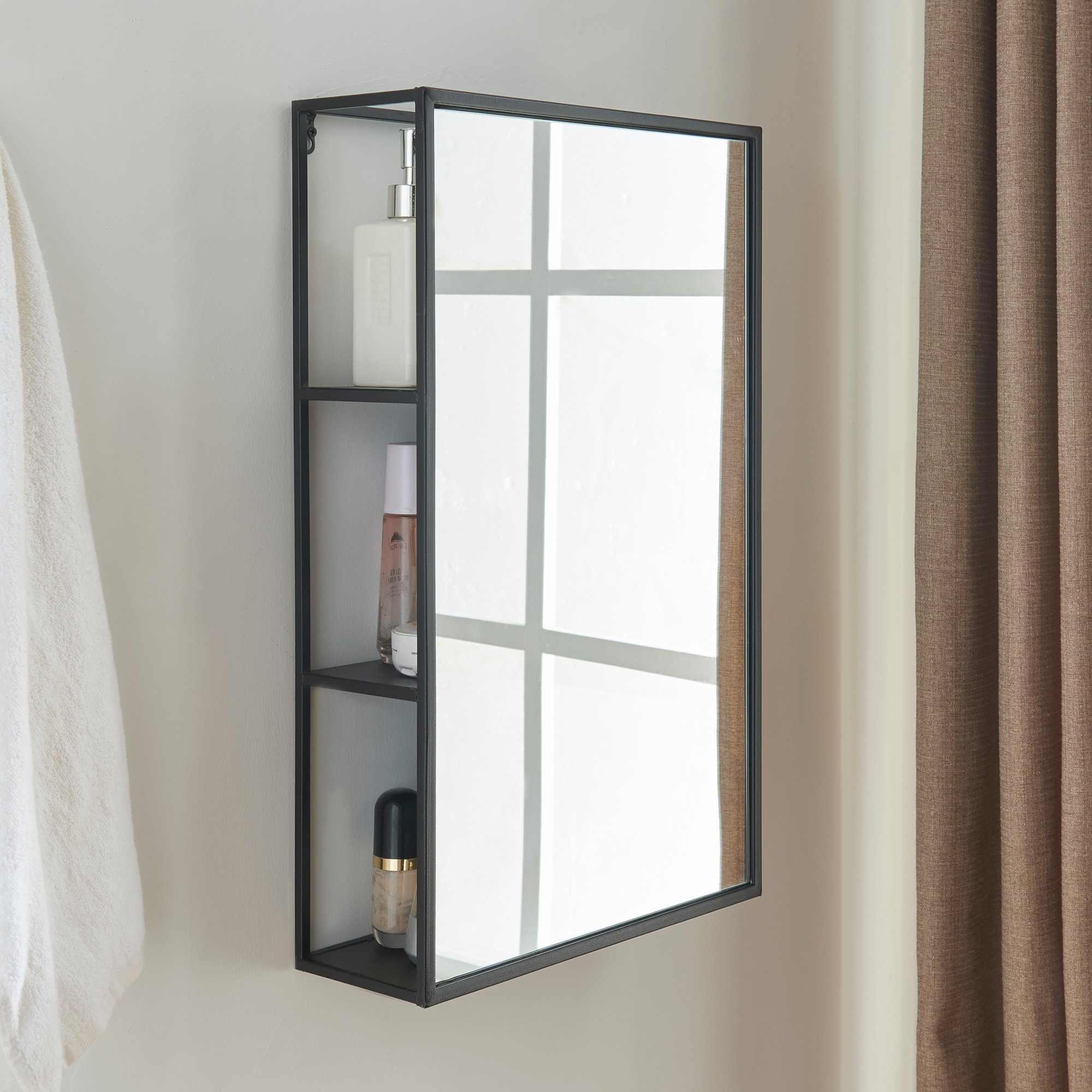 Lustro ścienne 'Sunne' z półką 60x36x13cm prostokątne czarne