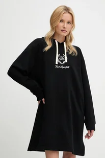 Karl Lagerfeld sukienka bawełniana HOTEL KARL kolor czarny mini oversize A3W44010 - Sukienki - miniaturka - grafika 1