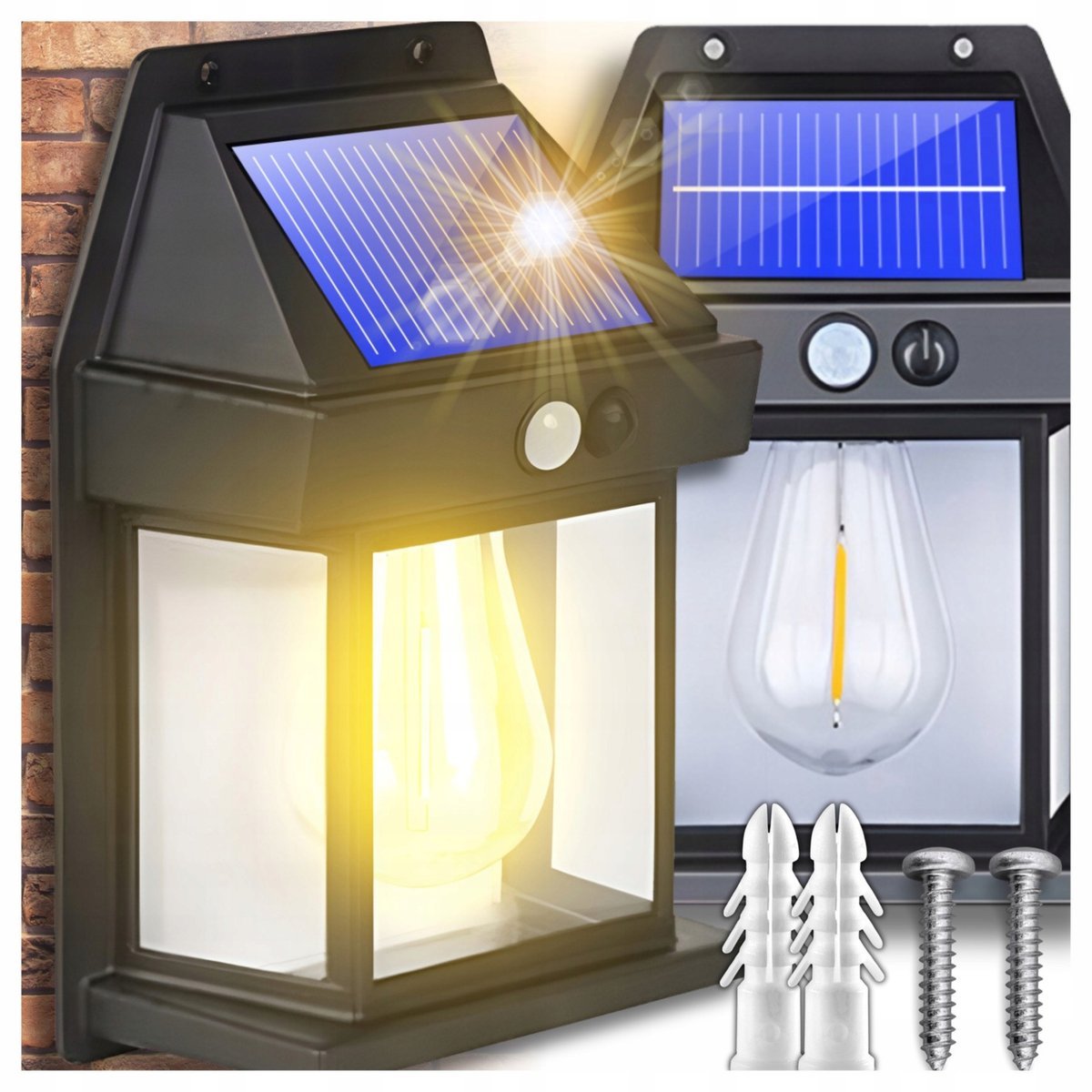 Lampa Solarna Led Elewacyjna Kinkiet Oświetlenie Dekoracyjne Z Żarówką