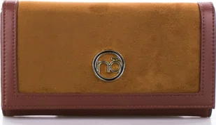 Nobo Portfel Damski Nobo Zamszowy z Łańcuszkiem Brązowy - Portfele - miniaturka - grafika 1