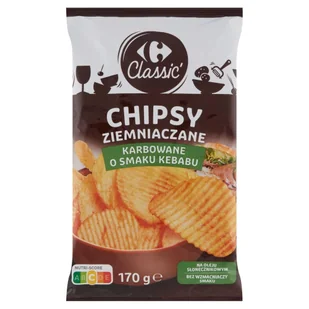 Carrefour Classic Chipsy ziemniaczane karbowane o smaku kebabu 170 g - Chipsy - miniaturka - grafika 1