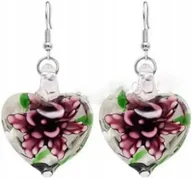 Kolczyki - Kolczyki Serca Szklane Kwiaty Modne Stylowe Eleganckie Sztyft - miniaturka - grafika 1