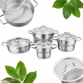 Zestawy garnków i patelni - ZESTAW GARNKÓW 8EL. STAL NIERDZEWNA 4 GARNKI POKRYWY KPL FESTIVA A1957 - miniaturka - grafika 1