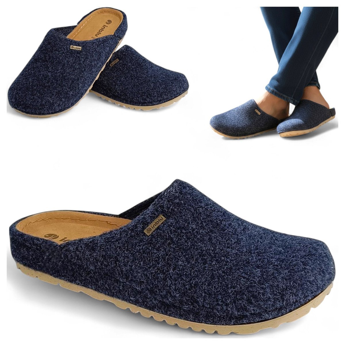 Męskie Kapcie Domowe Ciepłe Klapki Filcowe Wygodne Inblu Granatowe Laczki 41