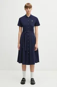 Sukienki - Lacoste sukienka bawełniana kolor granatowy mini rozkloszowana EF9621 - miniaturka - grafika 1