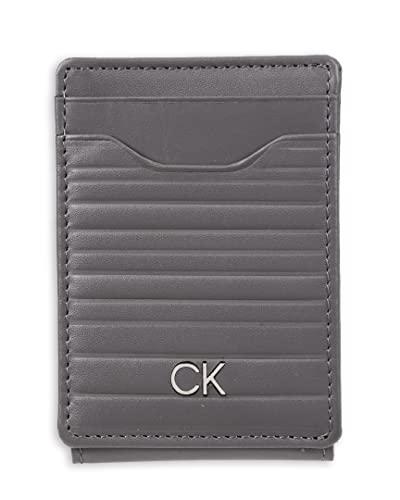 Calvin Klein Męski skórzany portfel z magnetyczną kieszenią z przodu, szary, jeden rozmiar, szary, jeden rozmiar