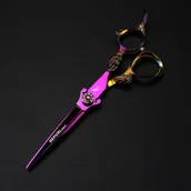 Nożyczki fryzjerskie - TEMU 1 szt. 6-calowe Różowe Nożyczki do Włosów w Kształcie Miecza z Uchwytem - Irydyzujące Tęczowe Wykończenie, Teksturujący Nóż dla Praworęcznych - miniaturka - grafika 1