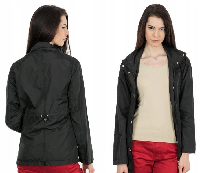 Kurtka Damska Przejściowa Wiatrówka 57130 4XL czarna