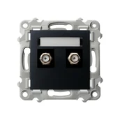 Gniazdka elektryczne - Ospel szafir czarny metalik - Gniazdo ekwipotencjalne podwójne GPA-2ZF/m/33 - miniaturka - grafika 1