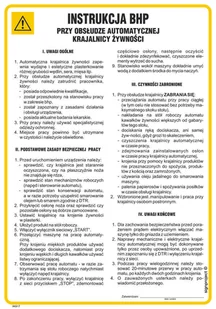 IAG17 LNSTRUKCJA BHP PRZY OBSŁUDZE AUTOMATYCZNEJ KRAJALNICY ŻYWNOŚCI, PN - PŁYTA PCV 1MM; (245X350MM) - Instrukcje stanowiskowe BHP - miniaturka - grafika 1