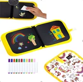 Tablice dla dzieci - Książeczka Zeszyt do malowania zmywalna 14stron 12pisaków neon jednorożec - miniaturka - grafika 1