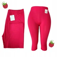 Legginsy - MD52 LEGINSY 3/4 GŁADKIE MALINA elastyczne miękkie rybaczki 40 42 L XL - miniaturka - grafika 1