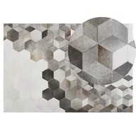 Dywany - Beliani Dywan patchwork skórzany 140 x 200 cm szary SASON - miniaturka - grafika 1