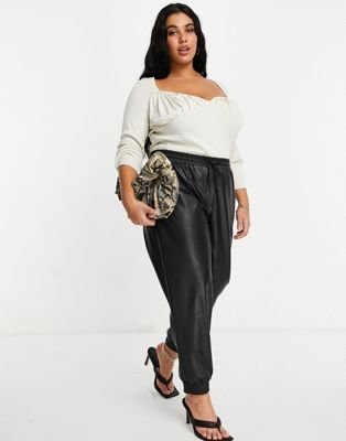 PLUS SIZE SWETER BEŻOWY Z DŁUGIM RĘKAWEM 54 1XAR