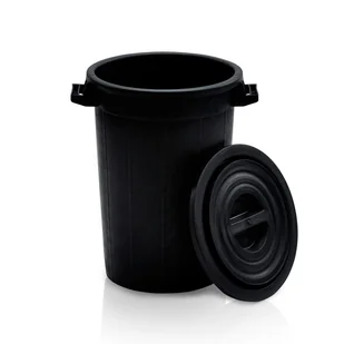 Plastikowy pojemnik z pokrywką, 75 l, regranulat, czarny - Kosze na śmieci - miniaturka - grafika 1
