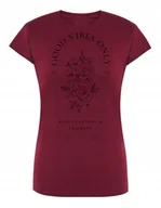 Koszulki i topy damskie - T-Shirt damski nadruk Good Vibes Only KWIATY r.M - miniaturka - grafika 1