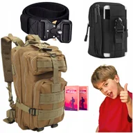 Nerki - Zestaw Wojskowy Praktyczny 3w1 Plecak Nerka Cargo Pas Czarny 120 cm - miniaturka - grafika 1