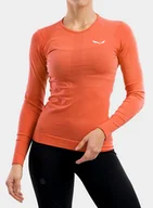 Bluzy sportowe damskie - Bluza damska Salewa Zebru Medium Warm AMR L/S Tee - coral - miniaturka - grafika 1