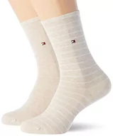 Skarpetki damskie - Tommy Hilfiger Damskie skarpety Small Stripe (2 sztuki), jasny beżowy melanż, 39-42 EU - miniaturka - grafika 1