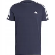 Koszulki męskie - Koszulka męska adidas Essentials Single Jersey 3-Stripes Tee granatowa IC93 - miniaturka - grafika 1